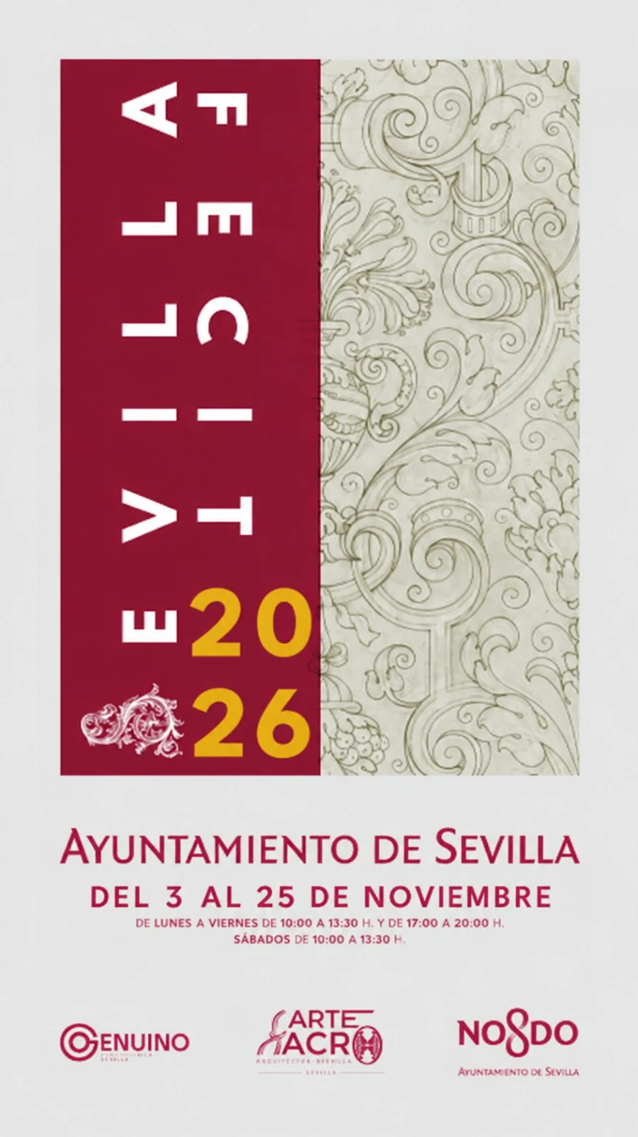 Cartel de Sevilla Fecit 2026: Ayuntamiento de Sevilla, del 3 al 25 de noviembre