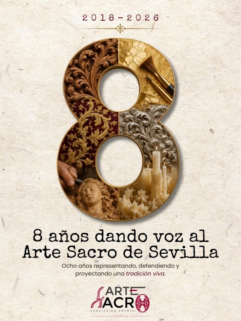 Cartel de los ocho años de la Asociación Gremial Sevillana de Arte Sacro, 2018-2026